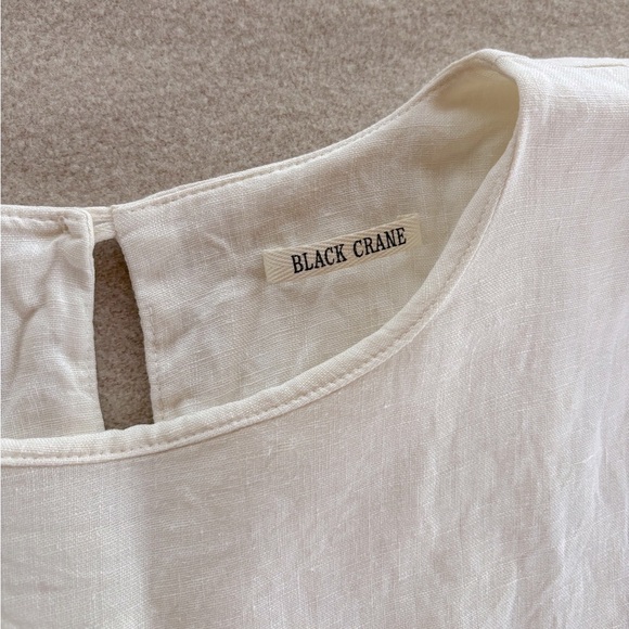 Black Crane Linen Top - Picture 3 of 7